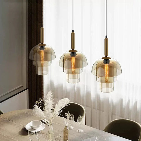 Smoked Glass Pendant Light for Kitchen Island and Dining Lighting