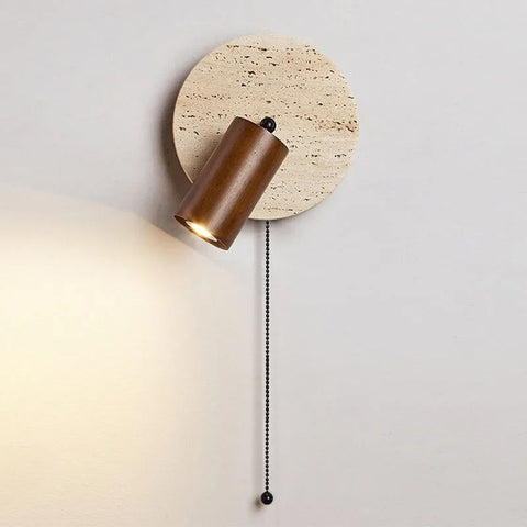 Wall Light with Rotatable Travertine Disc
