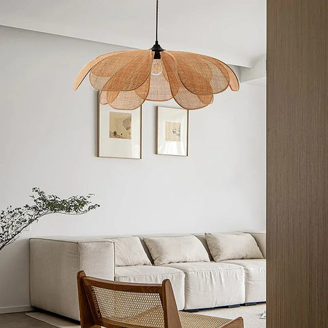 Floral Rattan Pendant Light for Bohemian Dining and Living Rooms