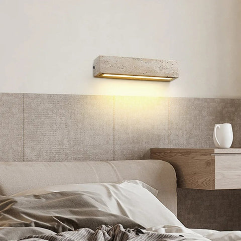 Wall Light with Travertine Bar and Linear Downlight