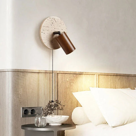 Wall Light with Rotatable Travertine Disc