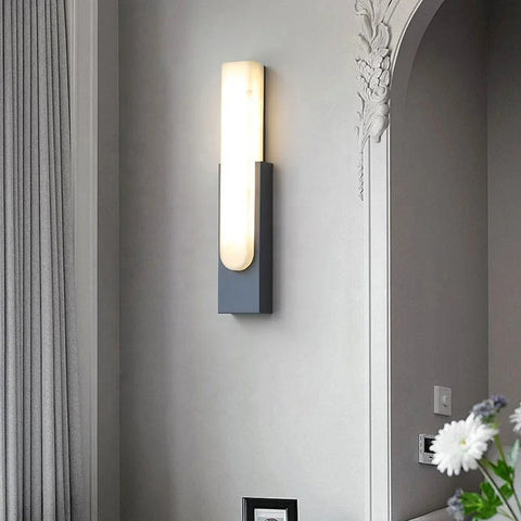 Modern Marble and Metal Wall Sconce for Hallway and Bedroom Lighting