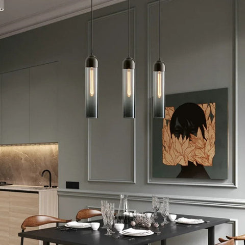 Slim Glass Tube Pendant Light for Kitchen Islands and Bedside Lighting
