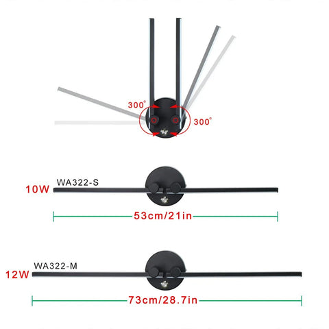 Rotating LED Tube Wall Sconce for Bedrooms, Hallways, and Bathrooms