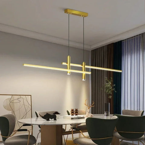 Linear LED Pendant Light with Spotlights for Kitchens and Dining Tables