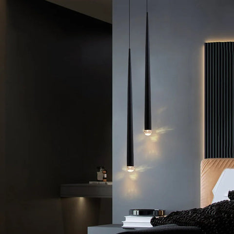 Slim Tube Pendant Light for Bedside and Kitchen Island Lighting