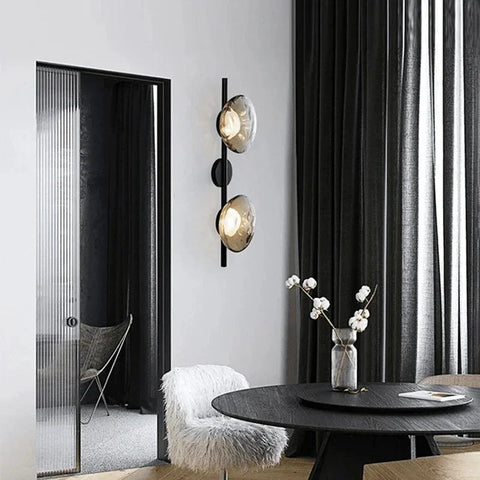 Modern Glass Globe Wall Lamp with Metal Frame, Nordic Style Sconce for Bedroom, Hallway and Living Room