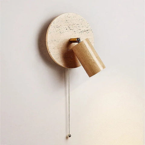 Wall Light with Rotatable Travertine Disc