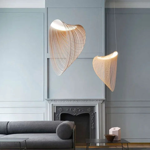 Sculptural Wood Pendant Light for Wabi-Sabi Dining and Living Rooms