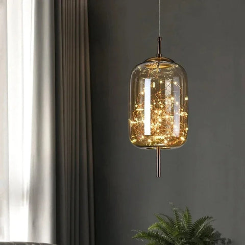 Blown Glass Pendant Light with Decorative LED Wire for Dining Rooms