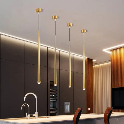Slim Tube Pendant Light for Bedside and Kitchen Island Lighting