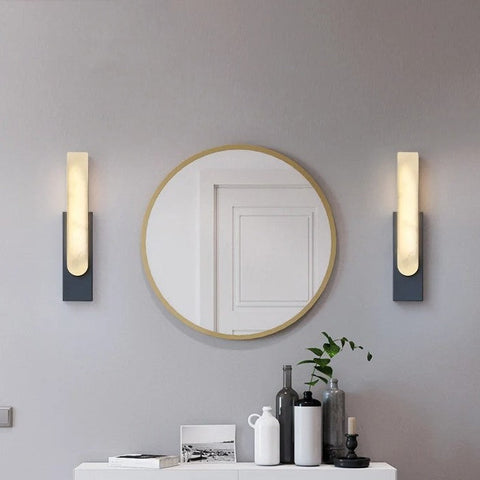 Modern Marble and Metal Wall Sconce for Hallway and Bedroom Lighting