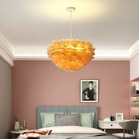 Feather Globe Pendant Light for Bedrooms, Nurseries, and Living Rooms