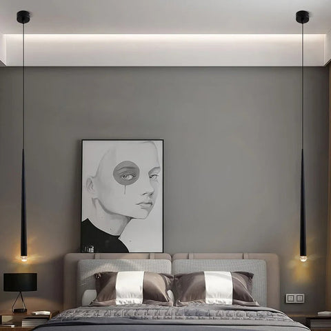 Slim Tube Pendant Light for Bedside and Kitchen Island Lighting