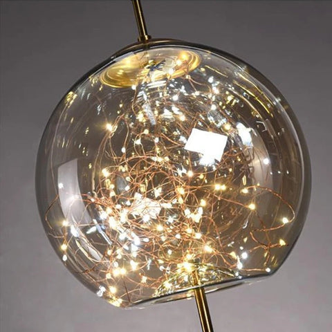 Blown Glass Pendant Light with Decorative LED Wire for Dining Rooms