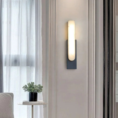Modern Marble and Metal Wall Sconce for Hallway and Bedroom Lighting