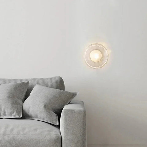 Modern Glass Globe Wall Lamp with Metal Frame, Nordic Style Sconce for Bedroom, Hallway and Living Room