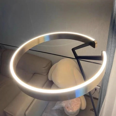 Modern Arc Floor Lamp with Ring LED for Living Room Ambient Lighting