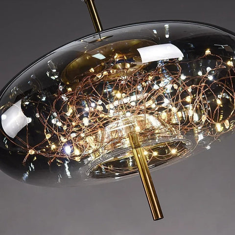 Blown Glass Pendant Light with Decorative LED Wire for Dining Rooms