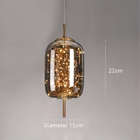 Blown Glass Pendant Light with Decorative LED Wire for Dining Rooms