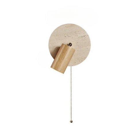Wall Light with Rotatable Travertine Disc