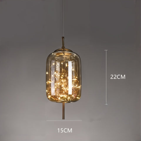 Blown Glass Pendant Light with Decorative LED Wire for Dining Rooms
