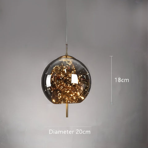 Blown Glass Pendant Light with Decorative LED Wire for Dining Rooms