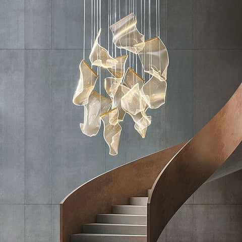 Sculptural LED Chandelier with Acrylic Panels for Living and Dining Rooms