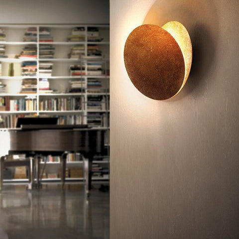 Moon Eclipse Resin Wall Lamp with Warm LED Glow and Modern Round Design
