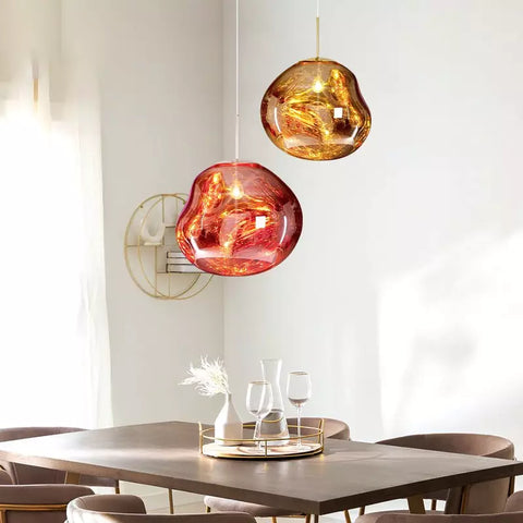 Modern Organic Pendant Light with Sculptural Glossy Shade