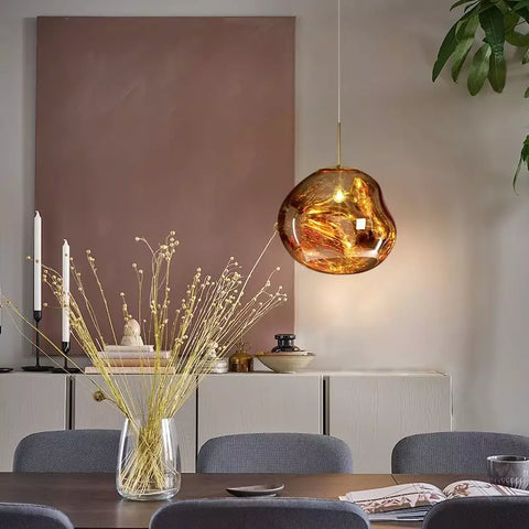 Modern Organic Pendant Light with Sculptural Glossy Shade