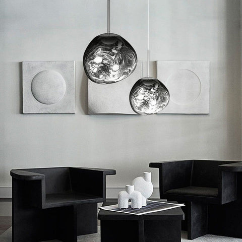 Modern Organic Pendant Light with Sculptural Glossy Shade