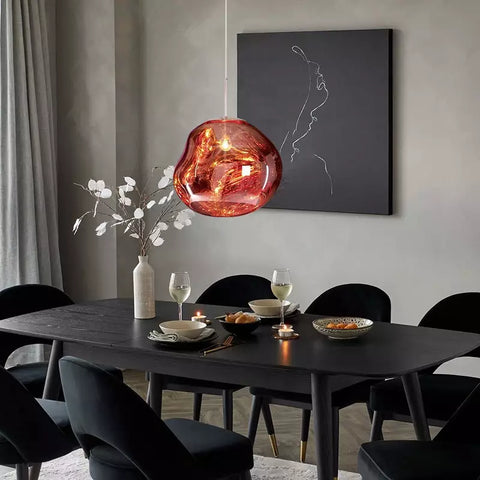 Modern Organic Pendant Light with Sculptural Glossy Shade
