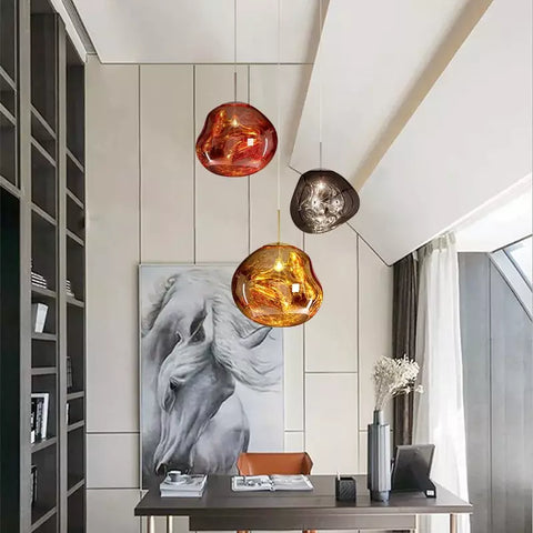 Modern Organic Pendant Light with Sculptural Glossy Shade