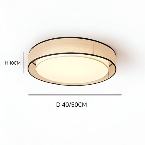 Ceiling Light with Linen Drum Shade and Low-Profile Mount