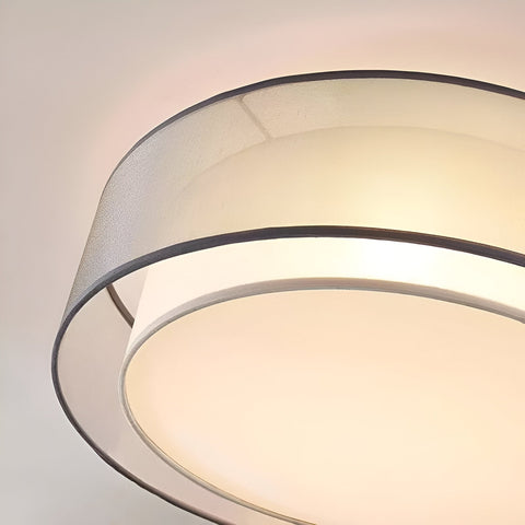Ceiling Light with Linen Drum Shade and Low-Profile Mount