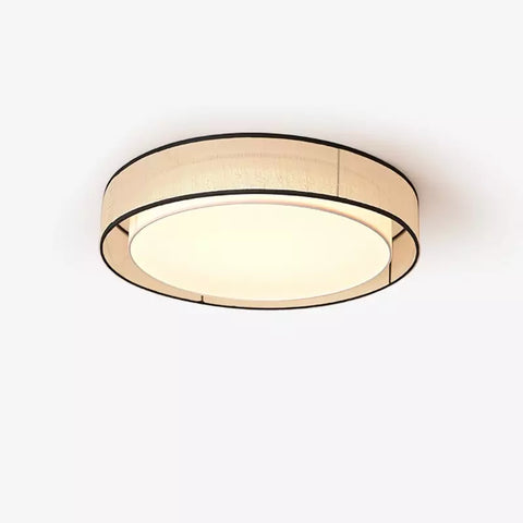 Ceiling Light with Linen Drum Shade and Low-Profile Mount