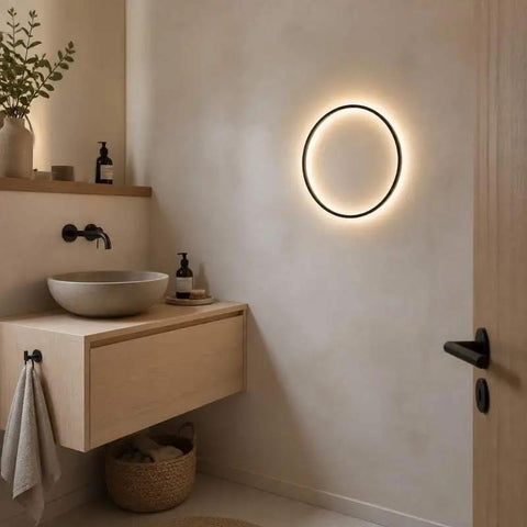 Modern LED Ring Wall Lamp – Metal & Acrylic Bedroom Wall Light with USB Charging / KRETS