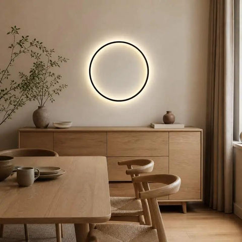 Modern LED Ring Wall Lamp – Metal & Acrylic Bedroom Wall Light with USB Charging / KRETS
