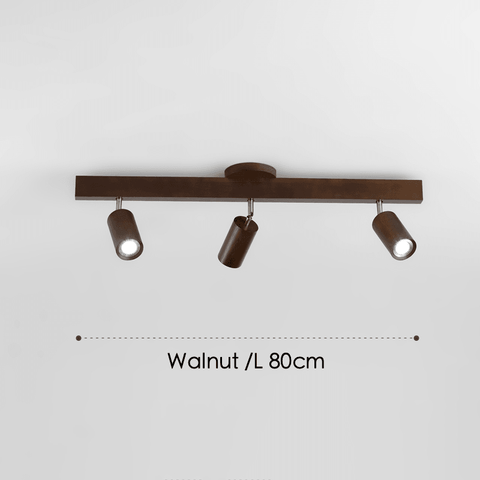 Adjustable Solid Wood Ceiling Spotlight with Three LED Light Heads for Indoor Lighting