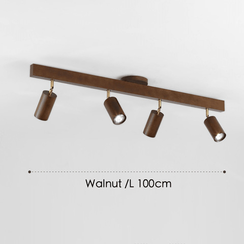 Adjustable Solid Wood Ceiling Spotlight with Three LED Light Heads for Indoor Lighting