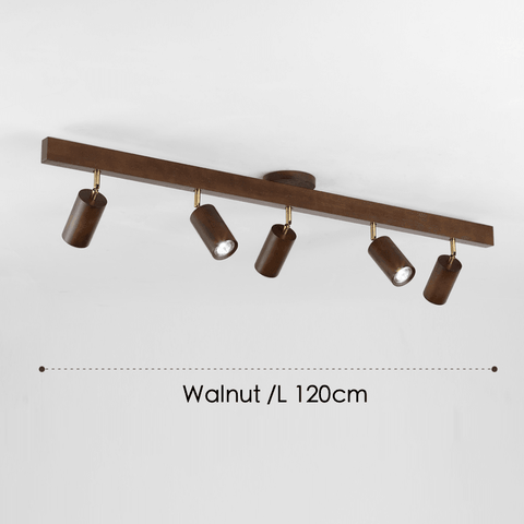 Adjustable Solid Wood Ceiling Spotlight with Three LED Light Heads for Indoor Lighting