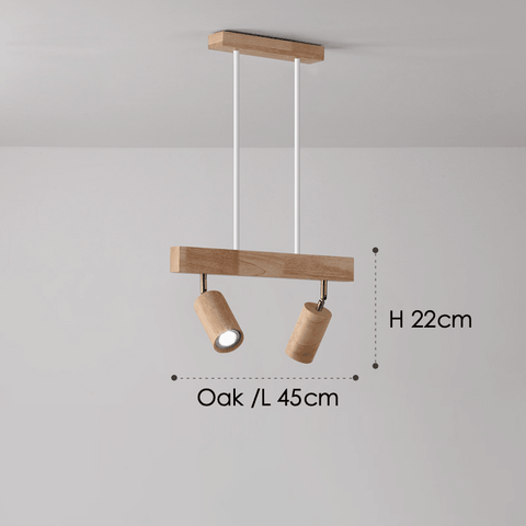 Adjustable Solid Wood Ceiling Spotlight with Three LED Light Heads for Indoor Lighting