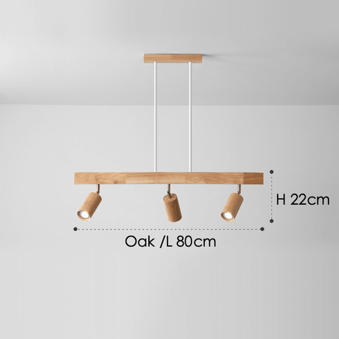 Adjustable Solid Wood Ceiling Spotlight with Three LED Light Heads for Indoor Lighting