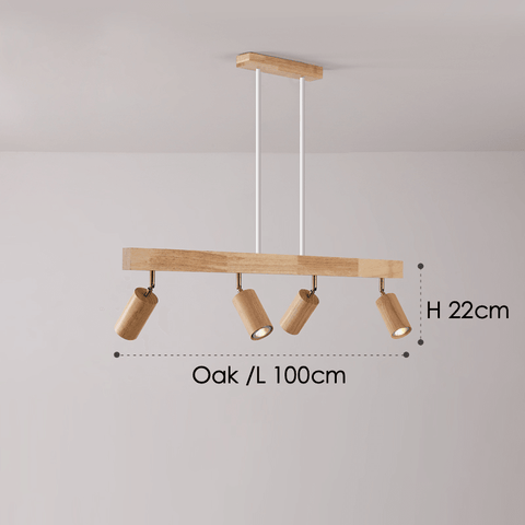 Adjustable Solid Wood Ceiling Spotlight with Three LED Light Heads for Indoor Lighting
