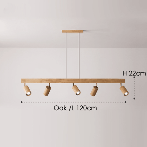 Adjustable Solid Wood Ceiling Spotlight with Three LED Light Heads for Indoor Lighting