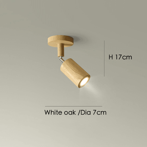 Adjustable Solid Wood Ceiling Spotlight with Three LED Light Heads for Indoor Lighting
