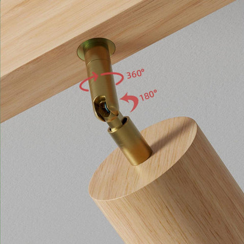 Adjustable Solid Wood Ceiling Spotlight with Three LED Light Heads for Indoor Lighting
