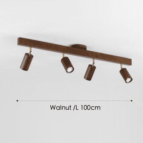 Adjustable Solid Wood Ceiling Spotlight with Three LED Light Heads for Indoor Lighting