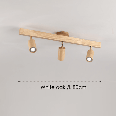 Adjustable Solid Wood Ceiling Spotlight with Three LED Light Heads for Indoor Lighting